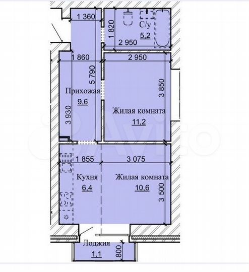 2-к. квартира, 44,1 м², 11/11 эт.