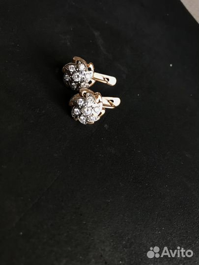 Золотые серьги с бриллиантами СССР