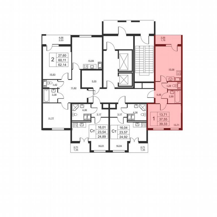 1-к. квартира, 39,3 м², 17/19 эт.