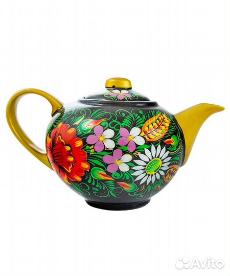 Самовар «Маки на черном» электрический формой овал