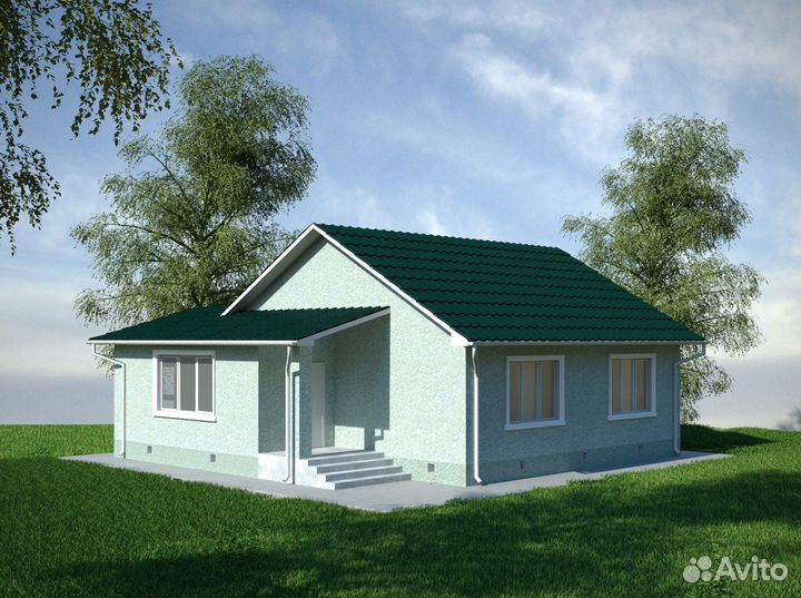 Альбом Проект одноэтажного дома с террасой - 74 м2