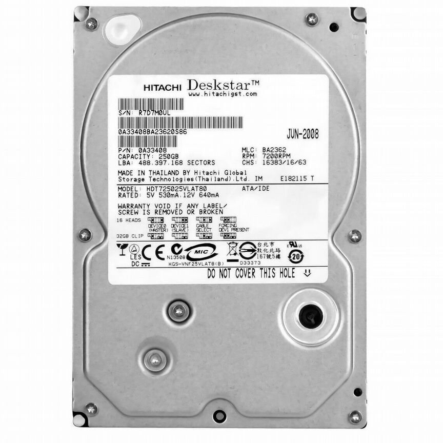[HDT725025VLAT80] Жесткий Диск Hitachi 250gb Ide 3.5 Hdt725025vlat80