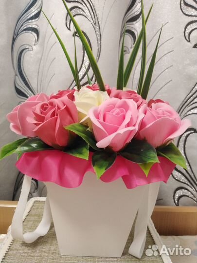 Букет цветов из мыла и мыльных роз ручной работы