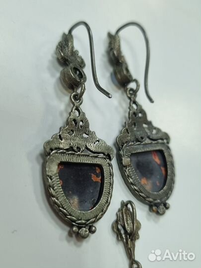 Гарнитур винтажный (мельхиор, финифть)