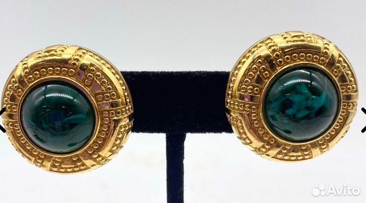 Christian Dior клипсы винтаж изумруд оригинал