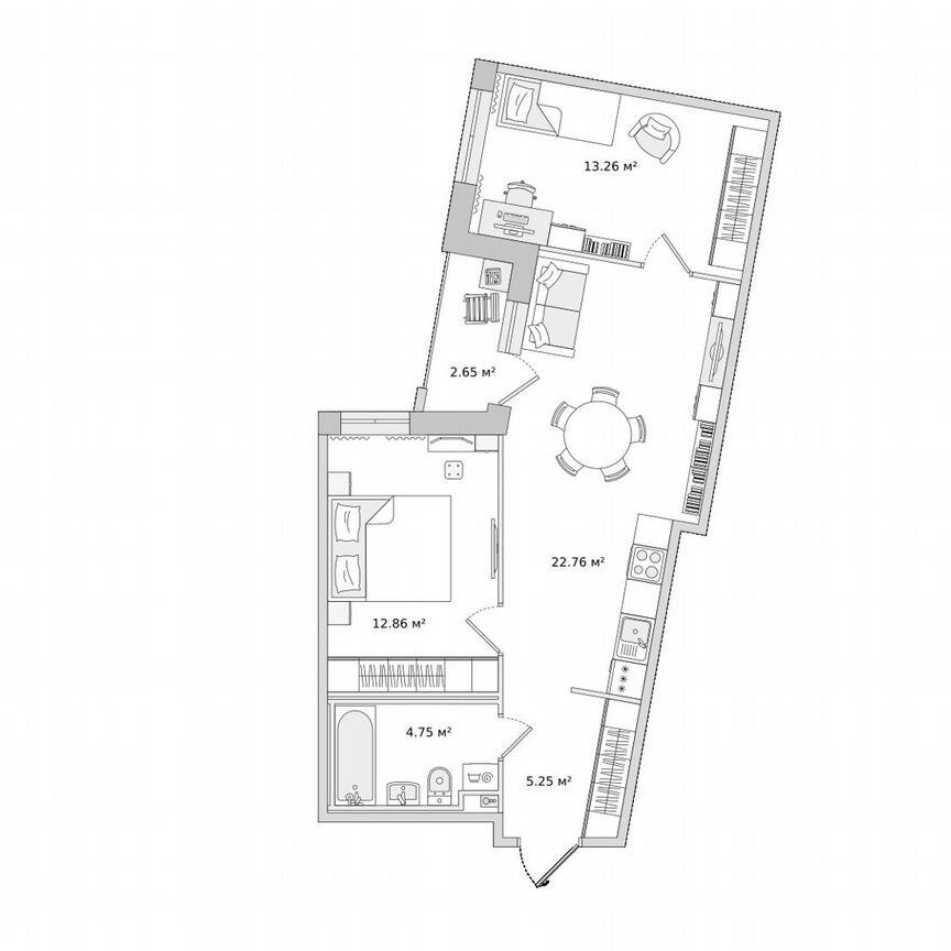 2-к. квартира, 61,5 м², 8/23 эт.