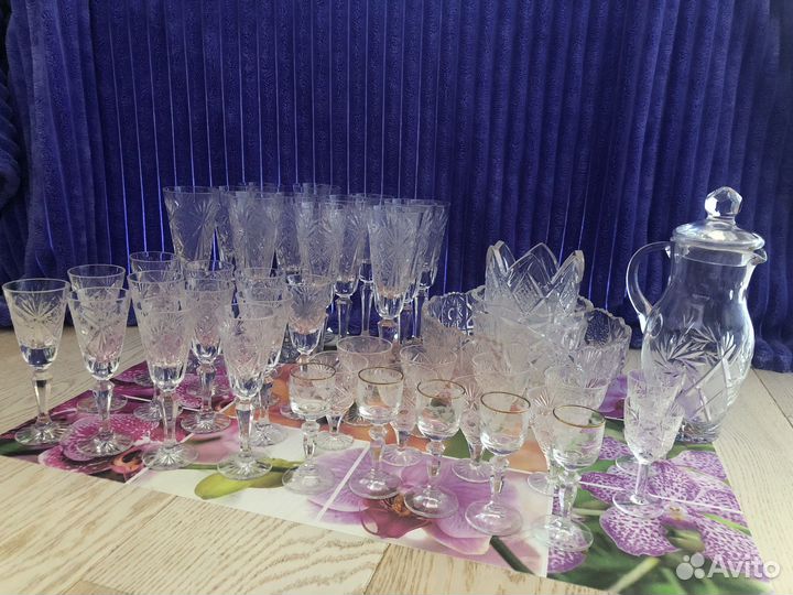 Хрусталь сервиз бокалы фужеры рюмки салатницы СССР