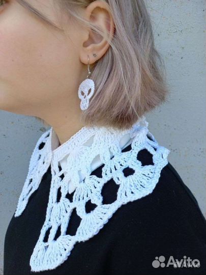 Серьги Череп вязанные готика