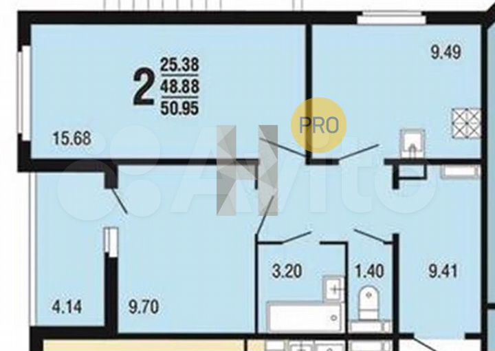 2-к. квартира, 50,9 м², 9/10 эт.