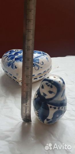 Гжель солонка-матрёшка, солонка-пасхальное яйцо