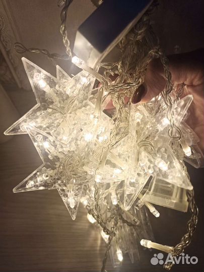 Гирлянды звёзды+ полумесяц новые р.1,5м*3м. Новая