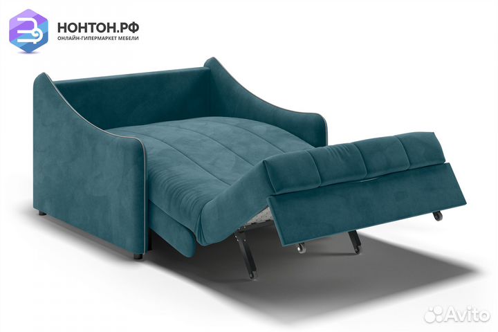 Диван аккордеон Эско синий / серо-бежевый