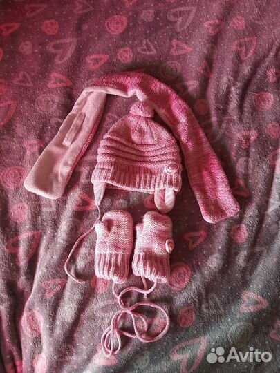 Комплект шапка шарф и варежки