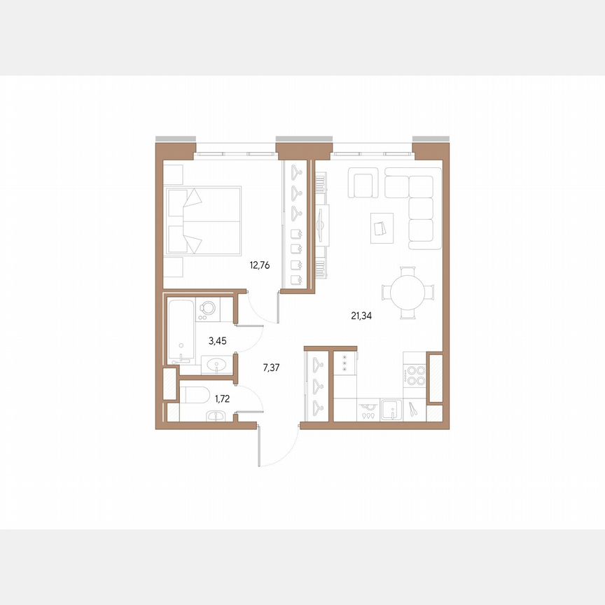 1-к. квартира, 46,6 м², 9/9 эт.