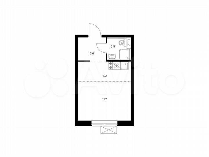 Квартира-студия, 23,8 м², 9/9 эт.