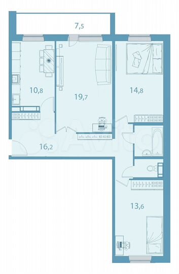 3-к. квартира, 84,2 м², 1/17 эт.