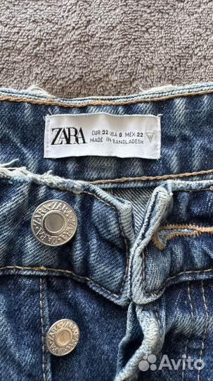 Джинсы zara 32 прямые синие