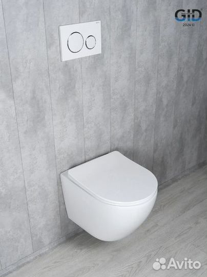 Унитаз подвесной Gid Tr2122TF белый, безободковый, с крышкой микролифт, слив торнадо