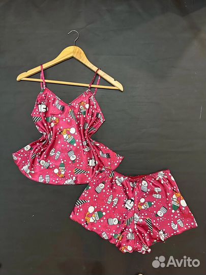 Новогодняя шелковая пижама р 42-52