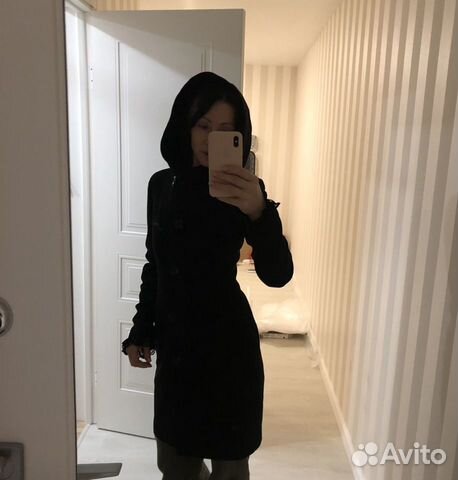 Пальто демисезонное с капюшоном хs
