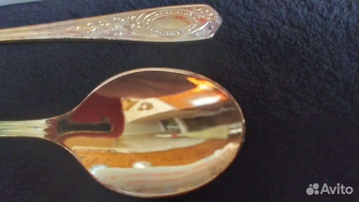 Чайные ложки винтаж СССР серебро-золото