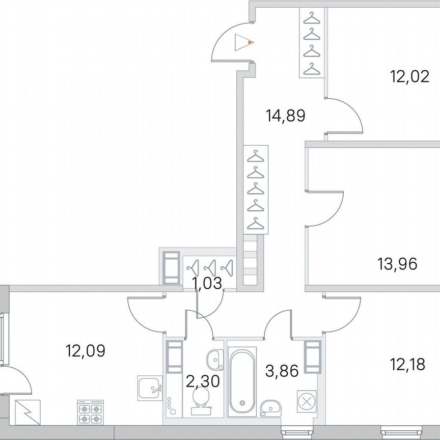 3-к. квартира, 74,6 м², 4/5 эт.