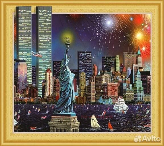 Алмазная мозаика 40x50 Салют у Статуи свободы