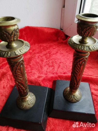 Подсвечник, статуэтка бронза старинная