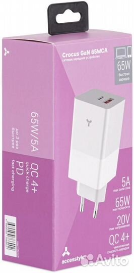 Сзу Accesstyle Crocus GaN 65WCA Travel USB-A Type