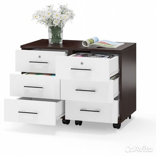 Две тумбы выкатных Мебельный Двор 3-02 цвет венге/белый шагрень, шхгхв 80х45х59 см