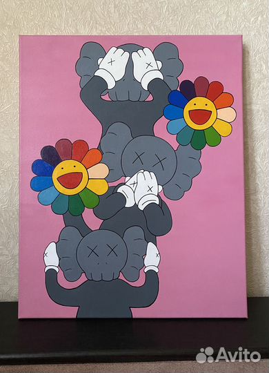 Kaws Картина акрилом на холсте