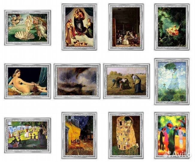 Конго - 12шт х 10 франков 2007 г. серебро, картины