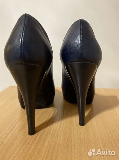 Туфли синие, натуральная кожа, размер 37