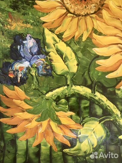 Картина Подсолнухи маслом на холсте 50 х 60 см