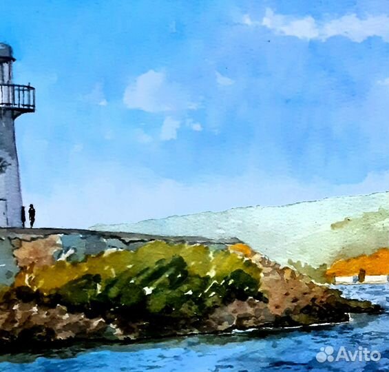 Картина акварелью Пейзаж Ладожские шхеры