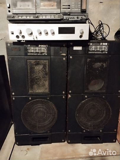 Кассетный магнитофон нота +2 усилителя +4 колонки
