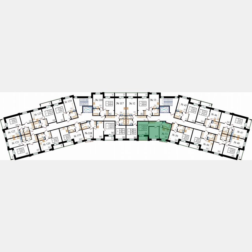 2-к. квартира, 49,4 м², 6/8 эт.