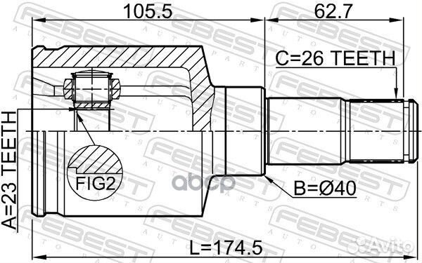 ШРУС внутренний левый 23x40x26 ford focus CB4