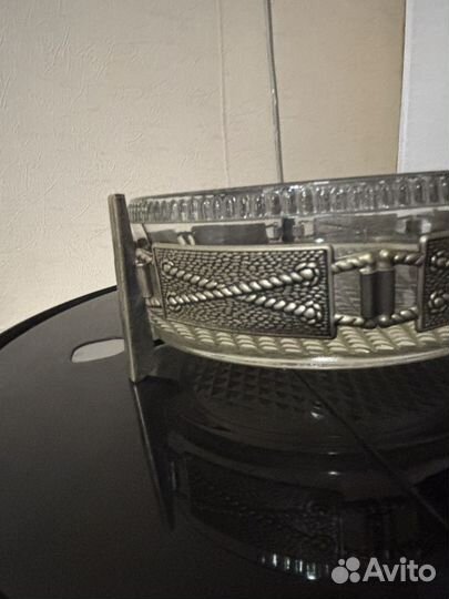 Конфетница стекло с мельхиором Винтаж