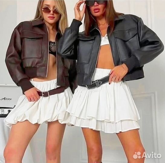 Бомбер кожаный