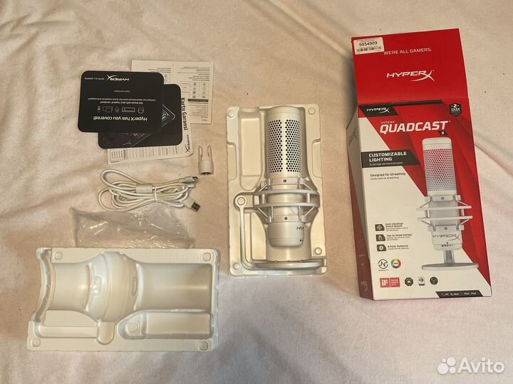 Микрофон hyperx quadcast s белый