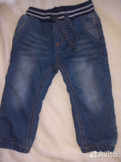 Джинсы на флисе р.80