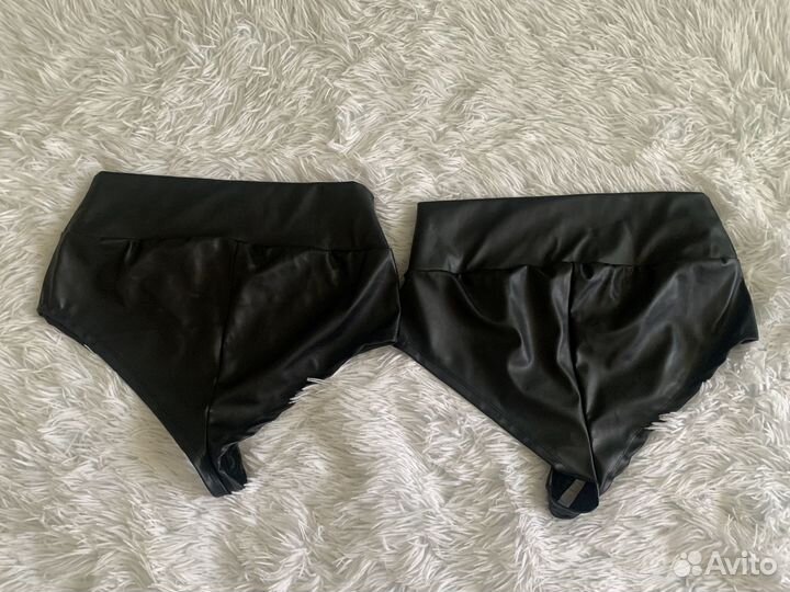 Шорты женские черные, кожзам, L