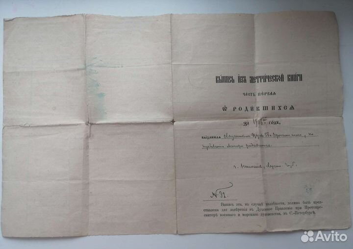 Метрическая полковая выписка 58 Прагского полка