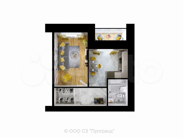 1-к. квартира, 38,1 м², 2/12 эт.