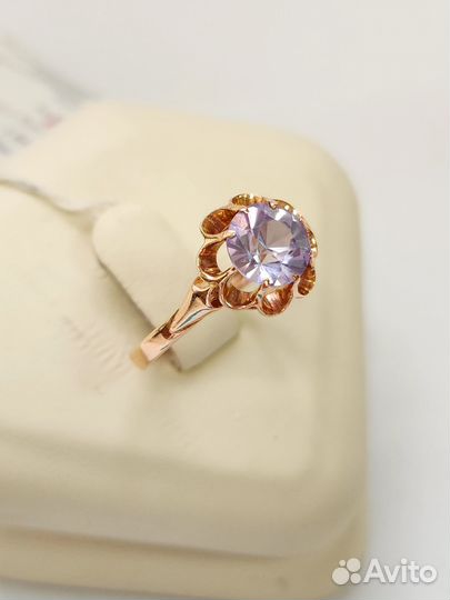 Золотое кольцо СССР 583 пробы корунд 16,5р 2,89