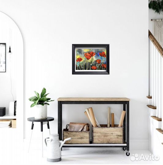 Картина Маки Букет декоративный акварелью А3