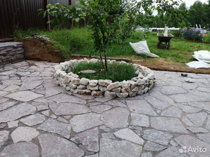 Укладка брусчатки, тротуарной плитки, камня