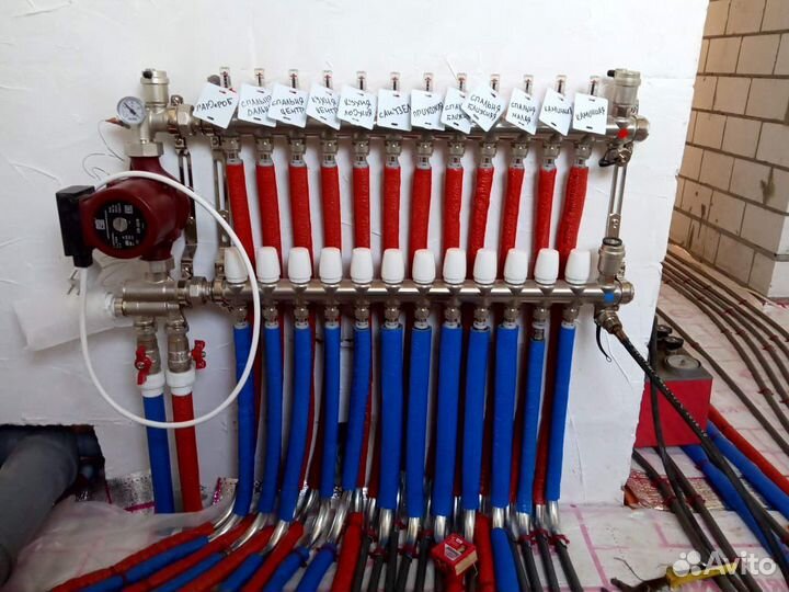 Монтаж системы отопления, установка теплых полов