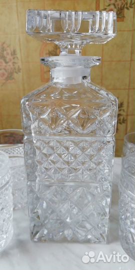 Штоф с 6-ю стаканами. Хрусталь